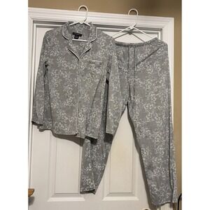 Earth Angels Long Sleeve Pajama Set Women's Size Small Gray, Winter PJs Women